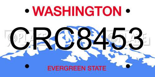 CRC8453 Washington License Plate