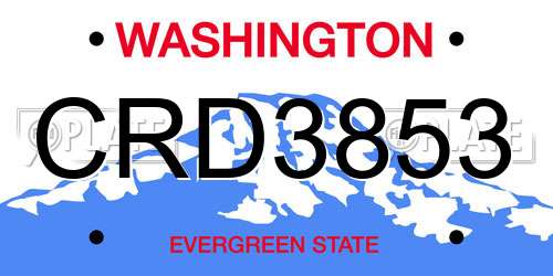 CRD3853 Washington License Plate