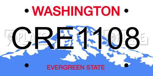 CRE1108 Washington License Plate