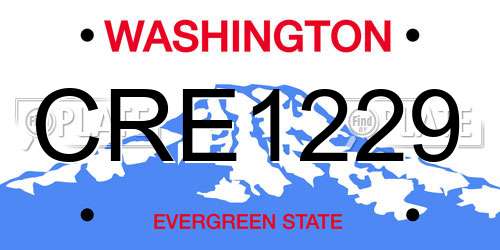 CRE1229 Washington License Plate