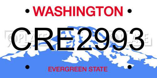 CRE2993 Washington License Plate