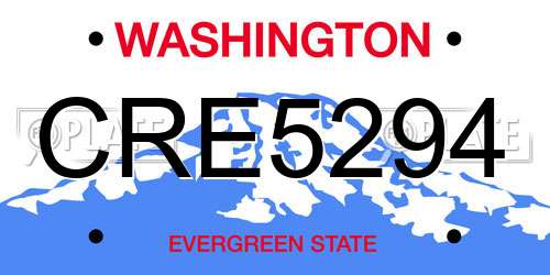 CRE5294 Washington License Plate