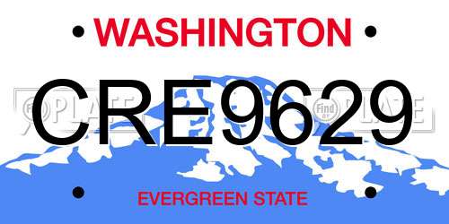 CRE9629 Washington License Plate