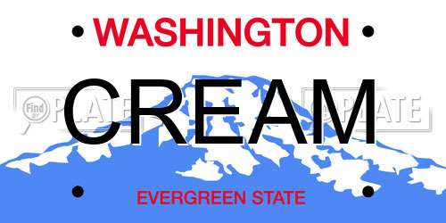 CREAM Washington License Plate
