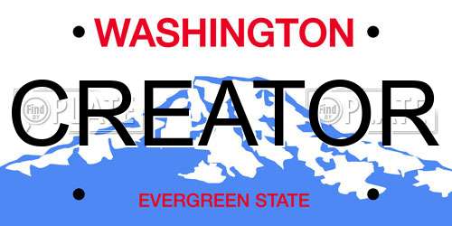 CREATOR Washington License Plate