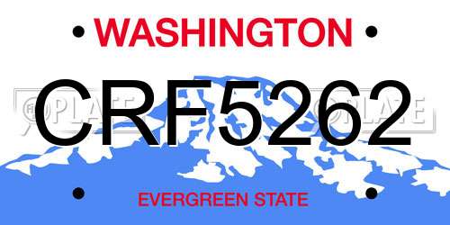CRF5262 Washington License Plate