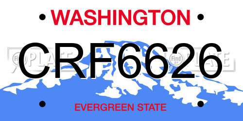 CRF6626 Washington License Plate