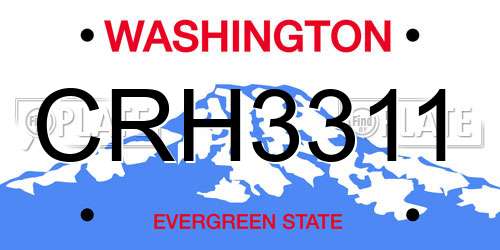 CRH3311 Washington License Plate