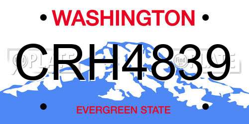 CRH4839 Washington License Plate