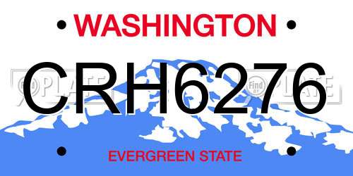 CRH6276 Washington License Plate