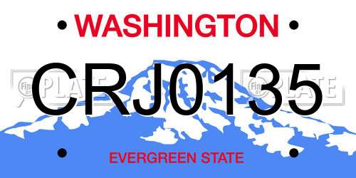 CRJ0135 Washington License Plate