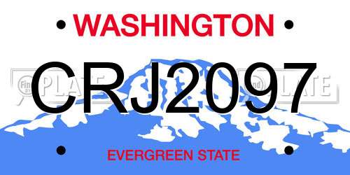 CRJ2097 Washington License Plate