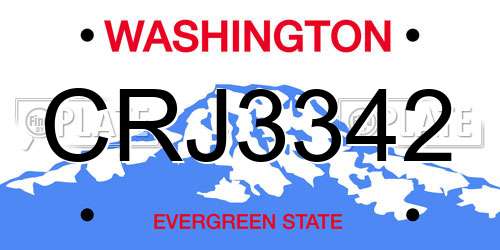 CRJ3342 Washington License Plate
