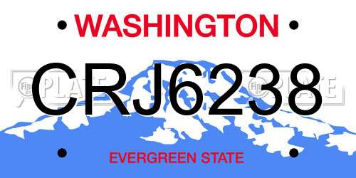 CRJ6238 Washington License Plate