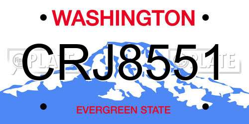 CRJ8551 Washington License Plate