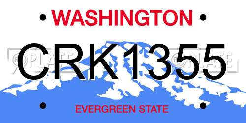 CRK1355 Washington License Plate