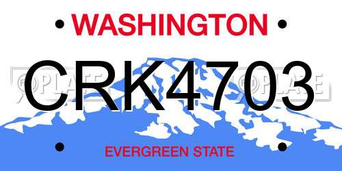CRK4703 Washington License Plate