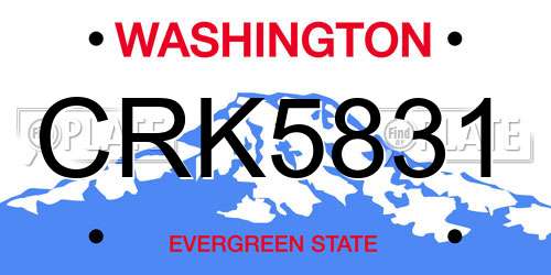 CRK5831 Washington License Plate