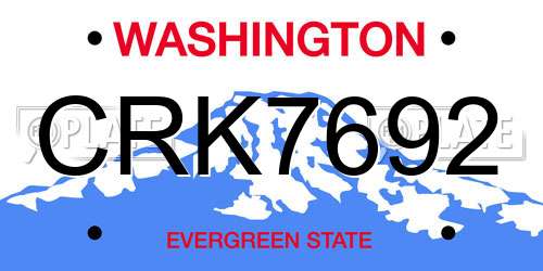 CRK7692 Washington License Plate