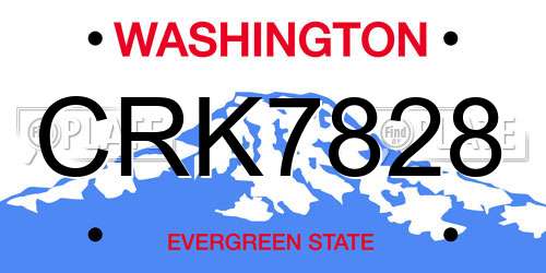 CRK7828 Washington License Plate
