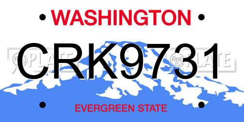 CRK9731 Washington License Plate