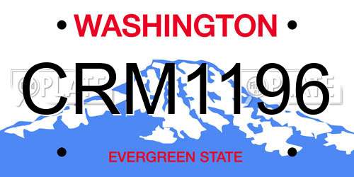 CRM1196 Washington License Plate