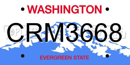 CRM3668 Washington License Plate
