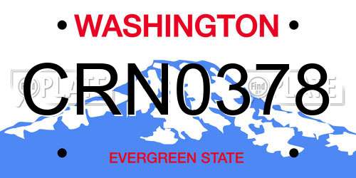 CRN0378 Washington License Plate