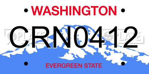 CRN0412 Washington License Plate