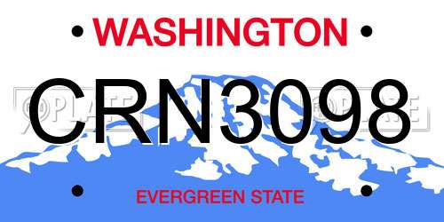 CRN3098 Washington License Plate