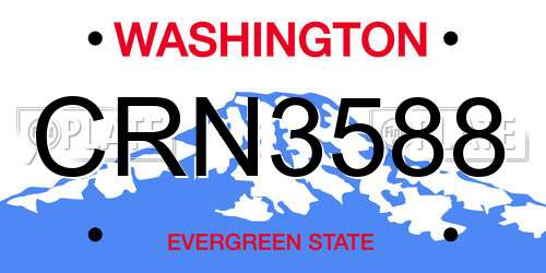 CRN3588 Washington License Plate