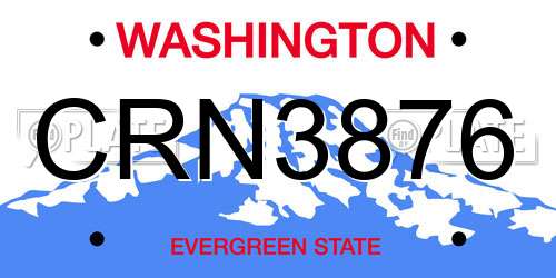 CRN3876 Washington License Plate