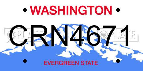 CRN4671 Washington License Plate