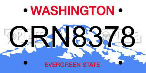 CRN8378 Washington License Plate