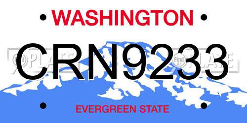CRN9233 Washington License Plate