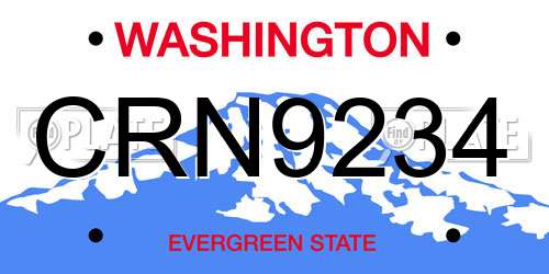 CRN9234 Washington License Plate