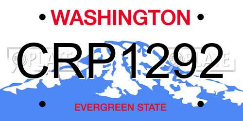 CRP1292 Washington License Plate