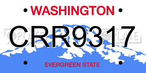 CRR9317 Washington License Plate