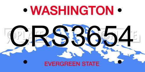 CRS3654 Washington License Plate