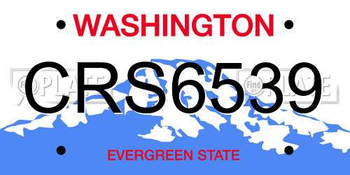 CRS6539 Washington License Plate