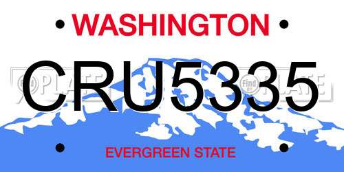 CRU5335 Washington License Plate