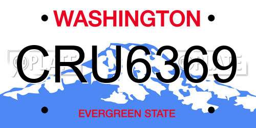 CRU6369 Washington License Plate