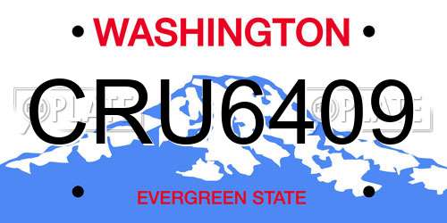 CRU6409 Washington License Plate