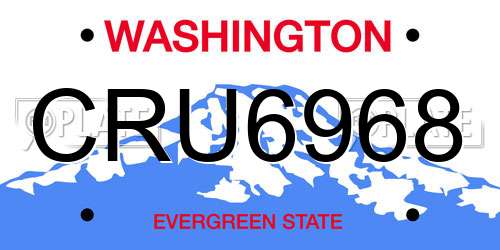 CRU6968 Washington License Plate