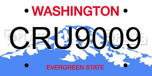 CRU9009 Washington License Plate