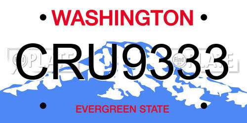 CRU9333 Washington License Plate