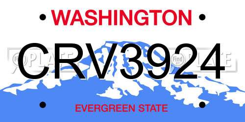 CRV3924 Washington License Plate