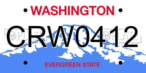CRW0412 Washington License Plate