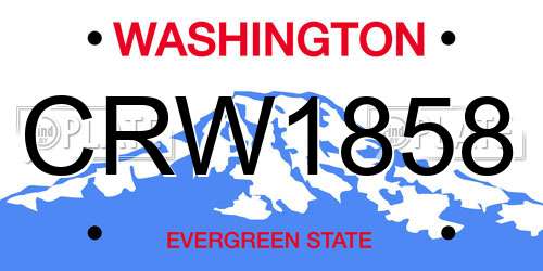 CRW1858 Washington License Plate