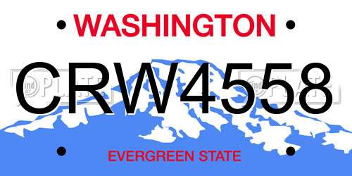 CRW4558 Washington License Plate